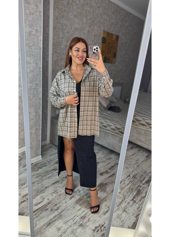 Темно-бежевая повседневный, вечерний, классическая, кэжуал рубашка в клетку Asi.Store.ua с длинным рукавом