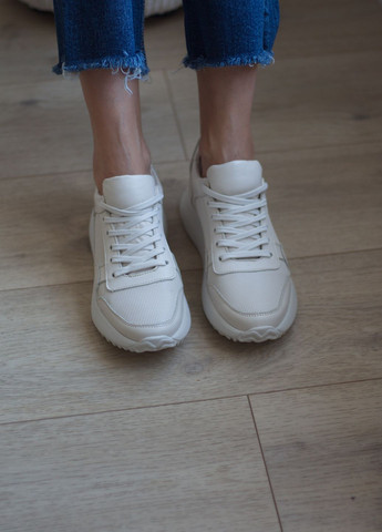 Кроссовки женские из натуральной кожи Zlett 3827 молочные демисезоны (364964101)