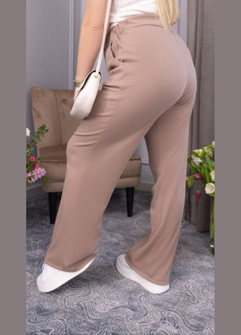 Жіночі штани трикотаж-рубчик колір мокко р.50/52 454252 New Trend (289477986)