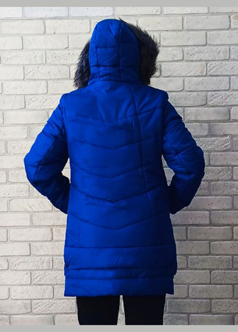 Синяя зимняя зимняя женская теплая куртка удлиненная на синтепоне с капюшоном, цвет красный No Brand