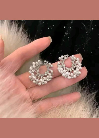 Сережки місяць з перлинками, сережки з місяцем, сережки з перлинками, сережки з перлинами Fashion Jewelry (347333415)