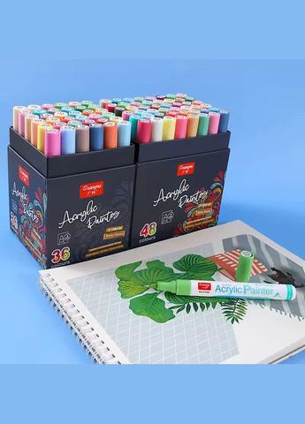 Набор акриловых маркеров, 36 цветов, для рисования по дереву, стеклу, ткани, раскрасок и творчества Guangna (369802698)