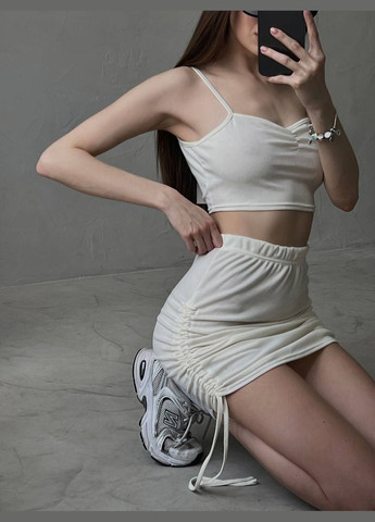 Женский костюм в рубчик топ и юбка с затяжками MonCher (332615284)