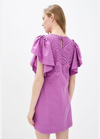 Фиолетовое кэжуал короткое платье из прошвы фиолетового цвета. ORA однотонное