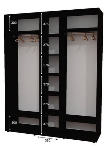 Шафа-купе тридверна 200*60*230 Венге магія 2 ДСП/Дзеркало з піскострумним малюнком ШК-04 Алекса (360437159)