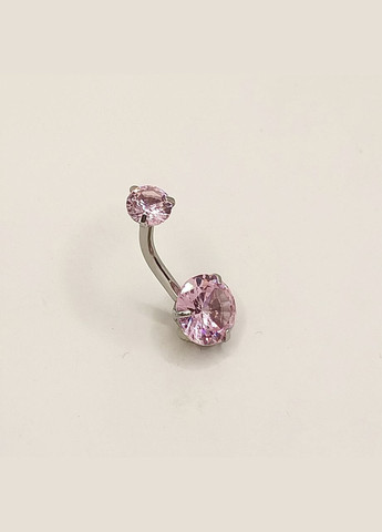 Сережка для пірсингу пупка "Рожевий Олександрит" навела медична хірургічна ювелірна сталь та циркони Spikes (362574403)