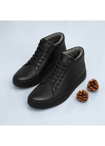 Чоловічі зимові черевики Lux 6502-1 чорні шкіряні з вовною Kindzer Lux-6502-1 (366320369)