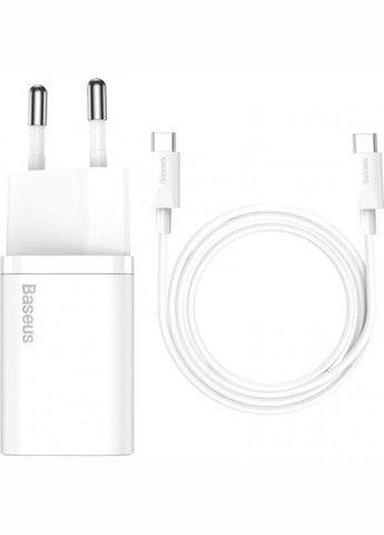 Зарядний пристрій 1xUSB 25W (USBC) + Cable Type-C white (TZCCSUP-L02) Baseus 1xusb 25w (usb-c) + cable type-c white (268147361)