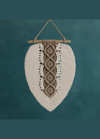 Набір макраме для ручного в'язання гобелена настінного декору «Лист» 26х15см для рукоділля та творчості бежевий No Brand (369802753)