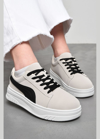 Сірі осінні кросівки жіночі сіро-чорного кольору на шнурівці Let's Shop