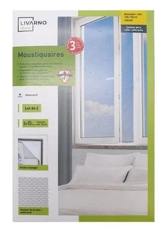Москитная сетка на окно Livarno Home (комплект 2 шт.), 130 x 150 см, цвет Антрацит Lidl (376980284)