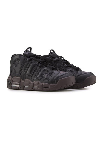 Чорні Осінні кросівки чоловічі nike air more uptempo black brown найк аір мор аптемпо No Brand