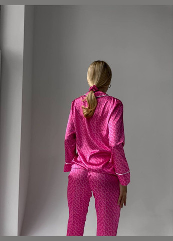 Розовая всесезон яркая пижамка из лого вс рубашка + брюки Vakko