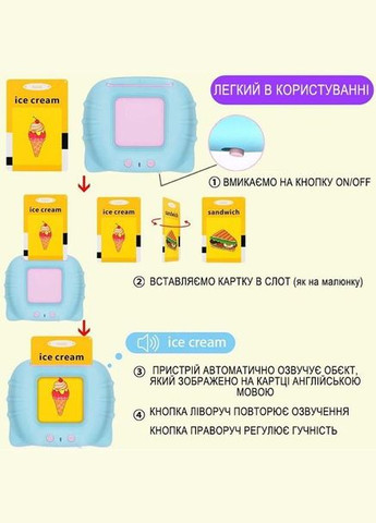 Інтерактивні картки Montessori для дітей — 112 звукових карток для вивчення англійської, блакитний No Brand (305572022)