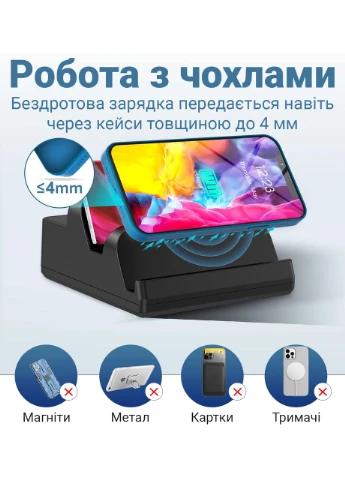 Док-станция с беспроводной зарядкой MCS-F6 | Мультизарядное устройство с 6 портами, 80W, Addap (375460611)