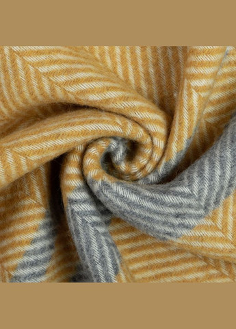 Плед Мериносовый однотонный с полосками белый-горчица-серый 140 x 200 см Love You 4489 (315690667)