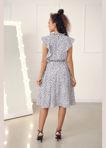 Белое платье в горошек с воланами Fashion Girl