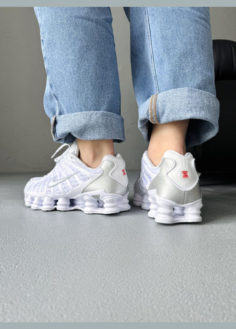 Белые демисезонные кроссовки мужские и женские nike shox tl white | найк шокс тл белые No Brand