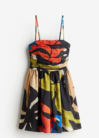 Черное коктейльное платье H&M с абстрактным узором