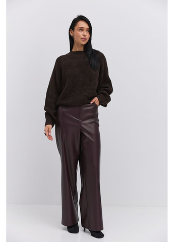 Жіночі прямі штани з екошкіри бордові Arjen (370601821)