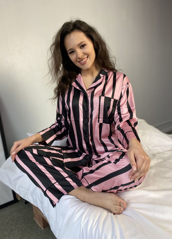 Чорна всесезон піжама жіноча lingerie (сорочка та штани) cмужки сорочка + брюки Serenade