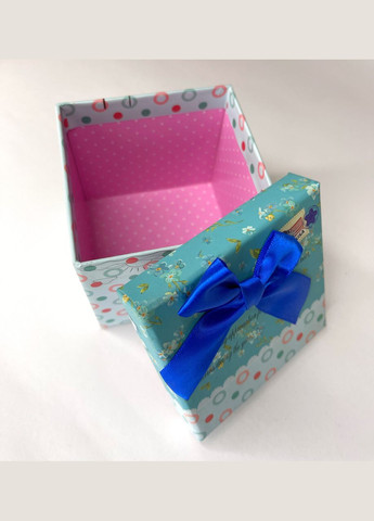 Подарочная упаковка Картонная коробка с синим бантиком Голубой 100 мм x 90 мм Finding (316248598)