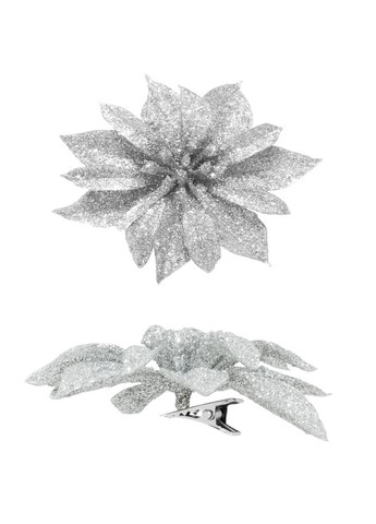 Декоративна квітка Jumi Пуансеттія 8,5 см сріблясті новорічні квіти для декору інтер'єру композитні ProDobro (367266414)