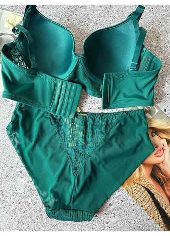 Изумрудный комплект женского нижнего белья d бюст с трусиками слипы изумрудный Weiyesi