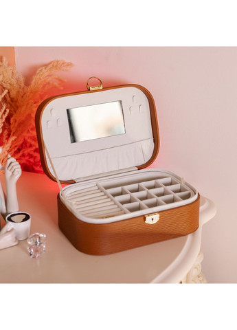 Скринька для прикрас з еко шкіри 2 яруси із замком органайзер для ювелірних виробів HP-5-1BR Yiwu (370800800)