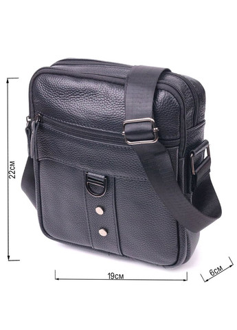 Практичная мужская сумка из натуральной кожи 21291 Черная Vintage (366881081)