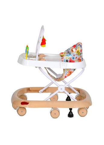 Детские ходунки Bambi с регулируемой высотой, дугой с подвесками, музыкой и светом, бежевые. Home (342059457)