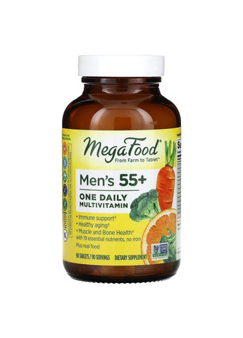 Витамины и минералы Men's 55+ One Daily, 90 таблеток MegaFood (293417019)