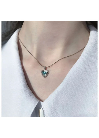 Ланцюжок сріблястий мінімалістичний з блакитним кристаликом кольє з підвіскою класичний милий кавай чокер намисто кокетт лоліта No Brand (307288335)