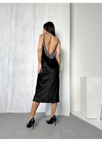 Чорна коктейльна сукня жіноча No Brand однотонна