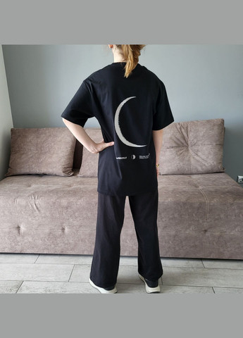 Футболка з принтом "Місяць", чорна No Brand - (325701412)