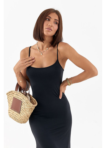 Чорна повсякденний облягаюча сукня на бретелях - чорний колір Lurex