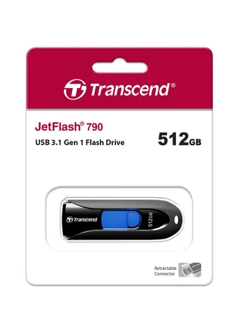 USB флеш накопичувач 512GB JetFlash 790 Black USB 3.1 (TS512GJF790K) Transcend (382054898)