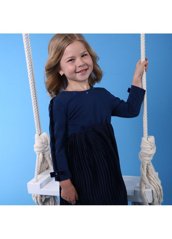 Синее платье с юбкой плиссе для девочек модный карапуз Trendy Tot (371262606)