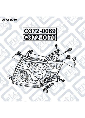 Фара передняя правая Q372-0069, Mitsubishi Pajero IV 2006- OEM 8301A846 Q-FIX (360530236)