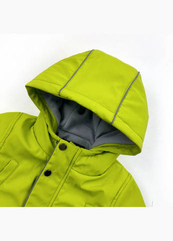 Салатовая демисезонная детская утепленная демисезонная парка для мальчика с капюшоном (514063) Marakas