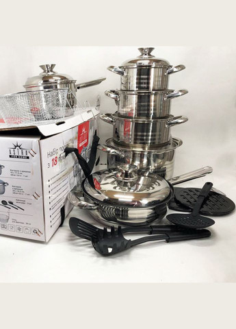 Набор посуды 18 предметов A-2518, кастрюли из нержавейки, кастрюли с крышками, хорошие кастрюли Astra (364664285)