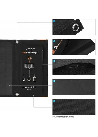 Зарядка на солнечной батарее 21Вт Solar Солнечная панель No Brand (332636545)