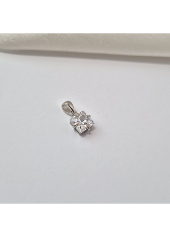 Срібна підвіска кулон з Квадратним Білим каменем срібло 925 проби Родоване 1690-8п 1.25г No Brand (355343929)