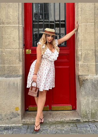 Білий повсякденний сукня міні з воланами Liton