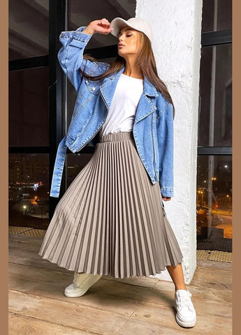 Серая кэжуал однотонная юбка Seventeen а-силуэта (трапеция)