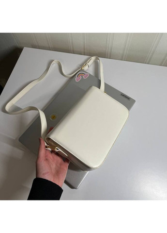 Класична жіноча сумка бокс білого кольору з якісної еко шкіри No Brand (362588176)