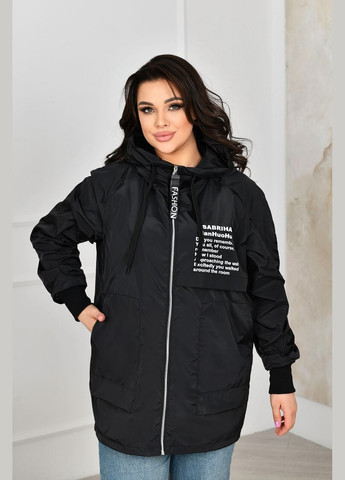 Черная женская куртка с капюшоном цвет черный р.48/50 453834 New Trend