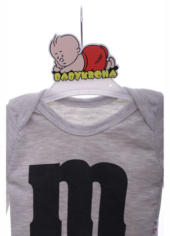 Боди с длинным рукавом интерлок "М" серое 62 см (41487) Murat baby (296193331)