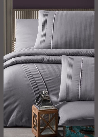 Комплект постільної білизни Deluxe Satin DARK 200х220 Modalife Quicksilver First Choice (318381209)