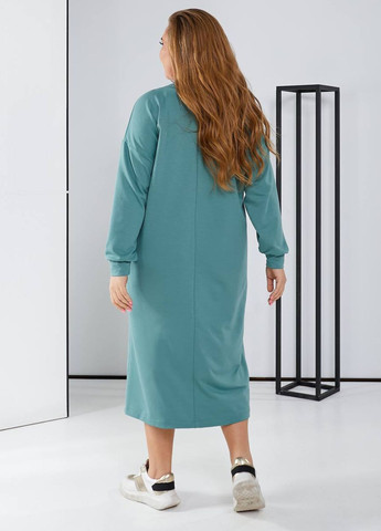 Мятное повседневный изысканное повседневное демисезонное меди платье со шнуровкой и длинными рукавами Allthings с надписью